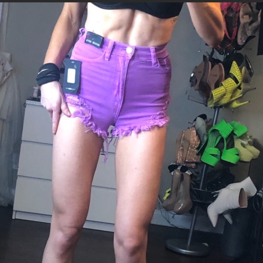 NWT Fashion Nova purple denim shorts size XS